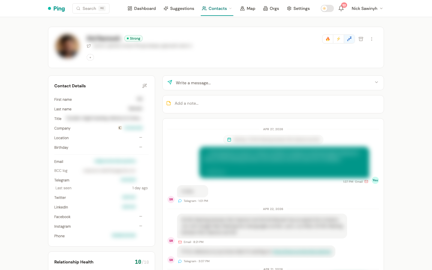 BCC address with copy button on the contact detail page