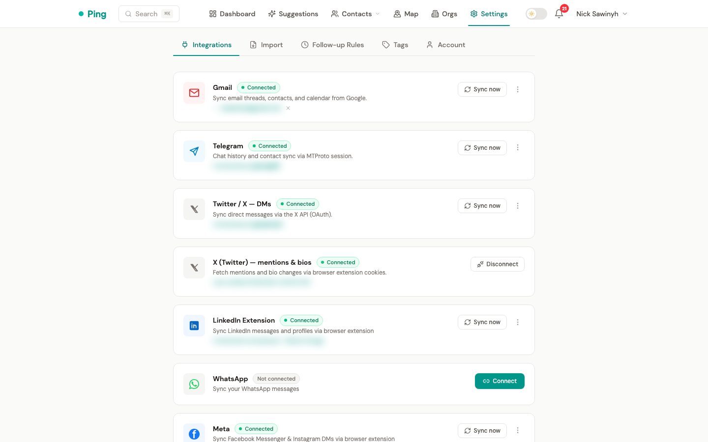 Connected accounts at a glance