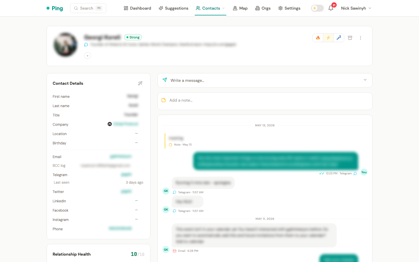 Contact detail page