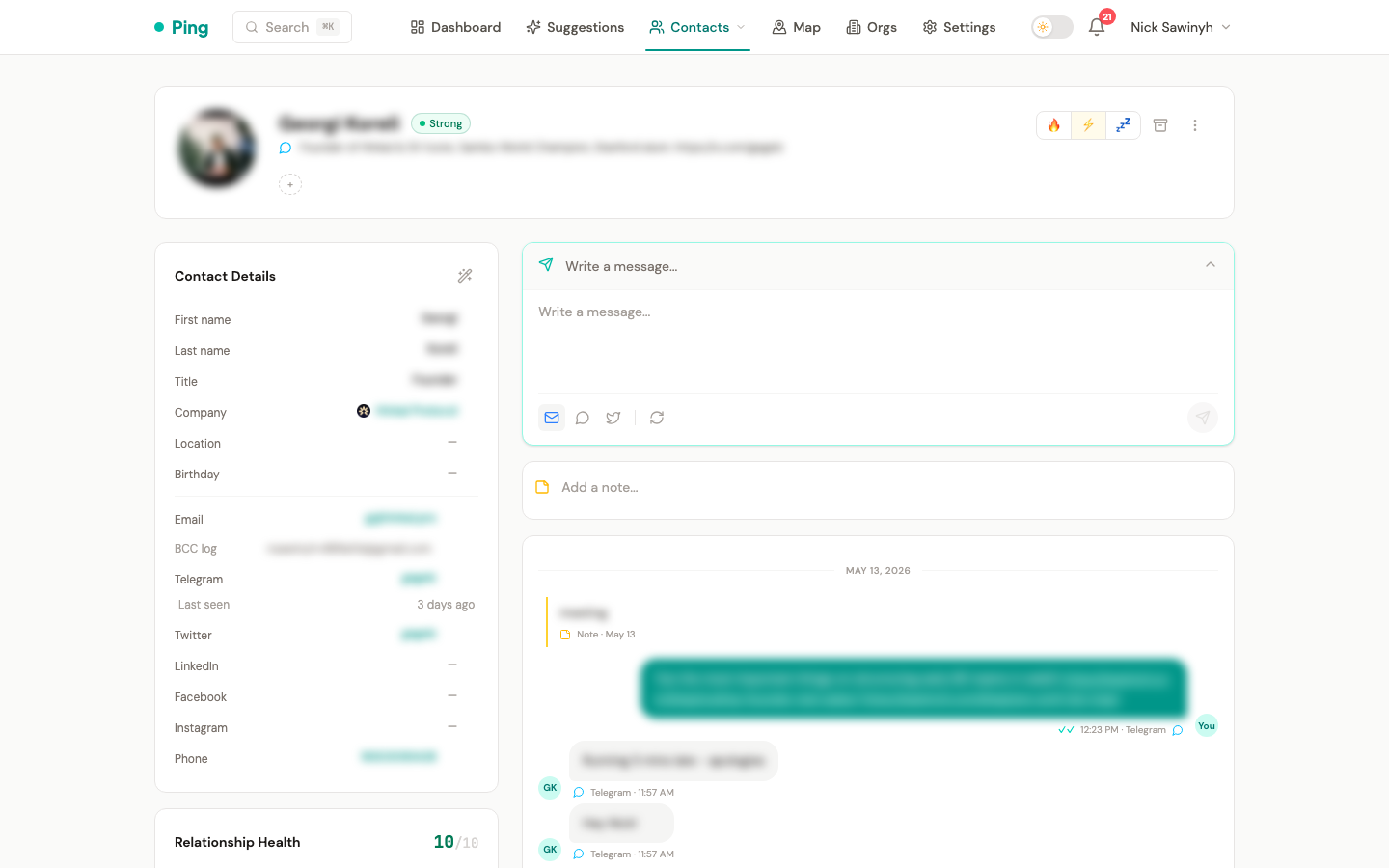 Message composer drafting an AI-suggested message