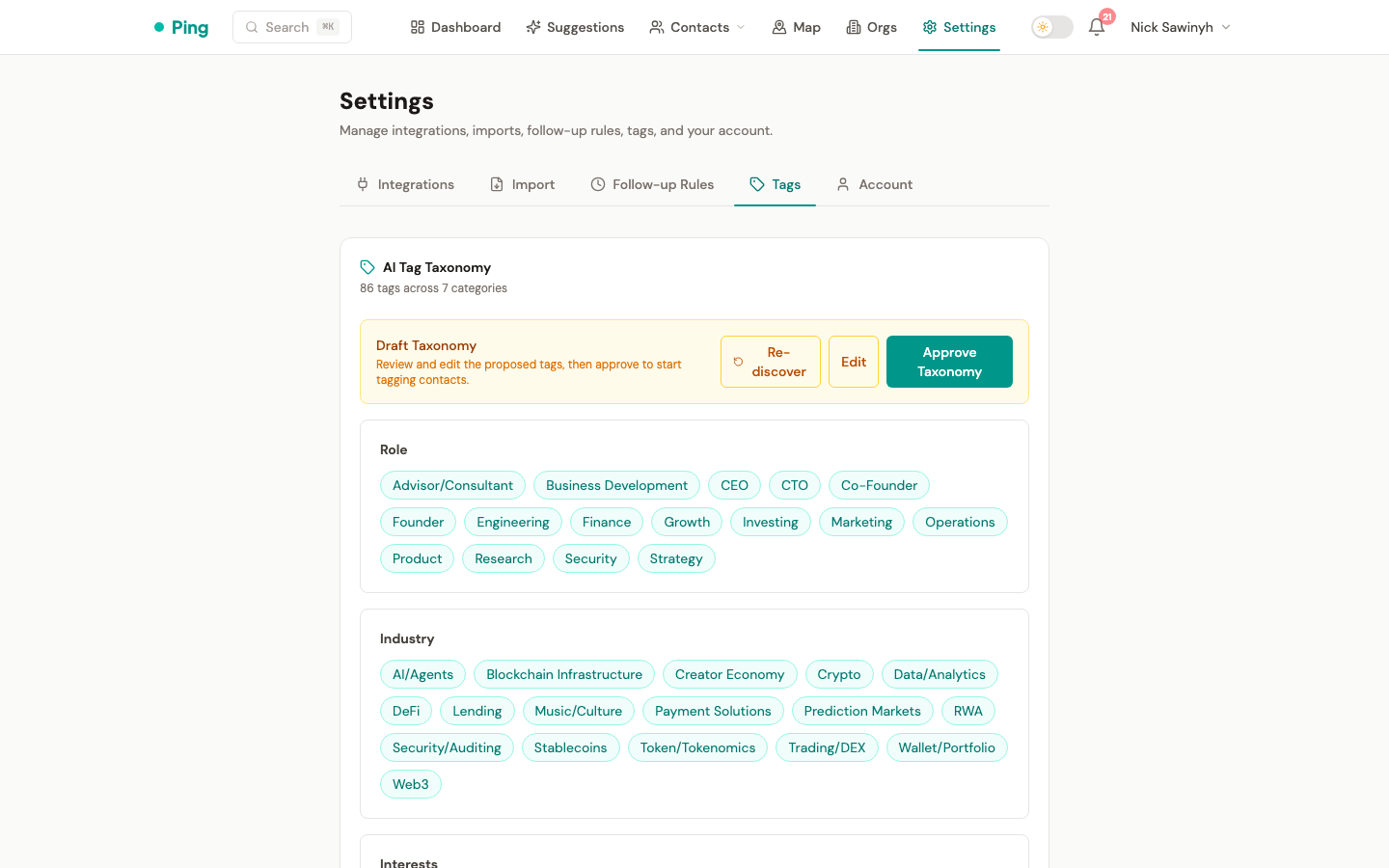 Tag taxonomy management